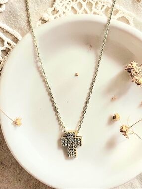 Gold-Tone Pave Crystal Cross Necklace - Women Jewelry